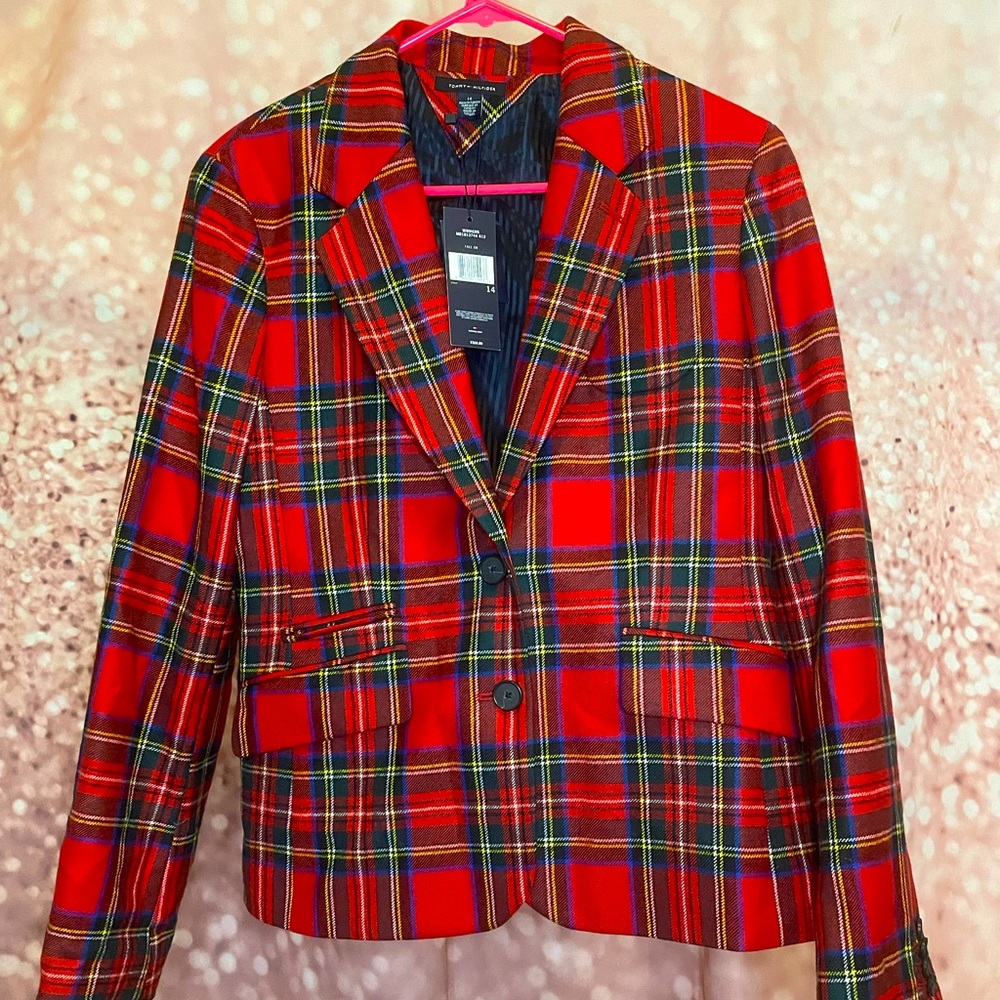 NWT Tommy Hilfiger Red Plaid Blazer!! Sz 14